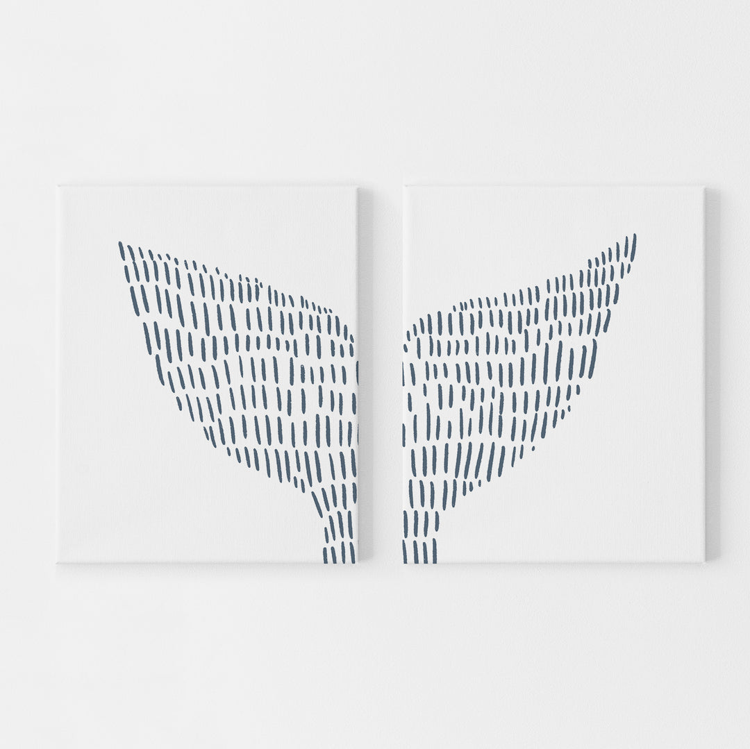 Whale Tail Modern Coastal Illustration Set of 2 Wall Art Print or Canvas - Jetty Home