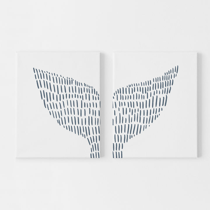 Whale Tail Modern Coastal Illustration Set of 2 Wall Art Print or Canvas - Jetty Home
