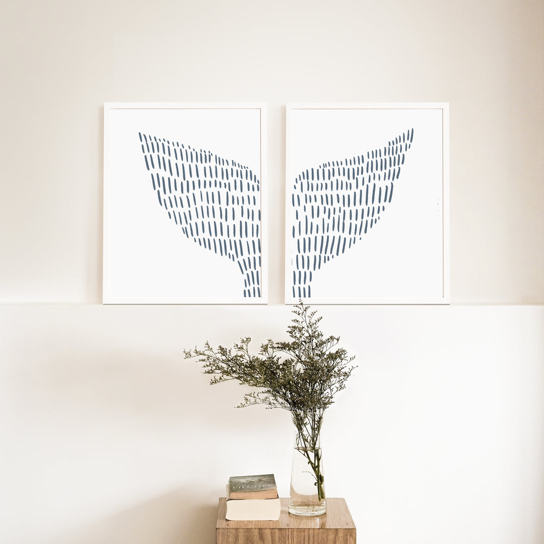 Whale Tail Modern Illustration - Set of 2  - Art Prints or Canvases - Jetty Home