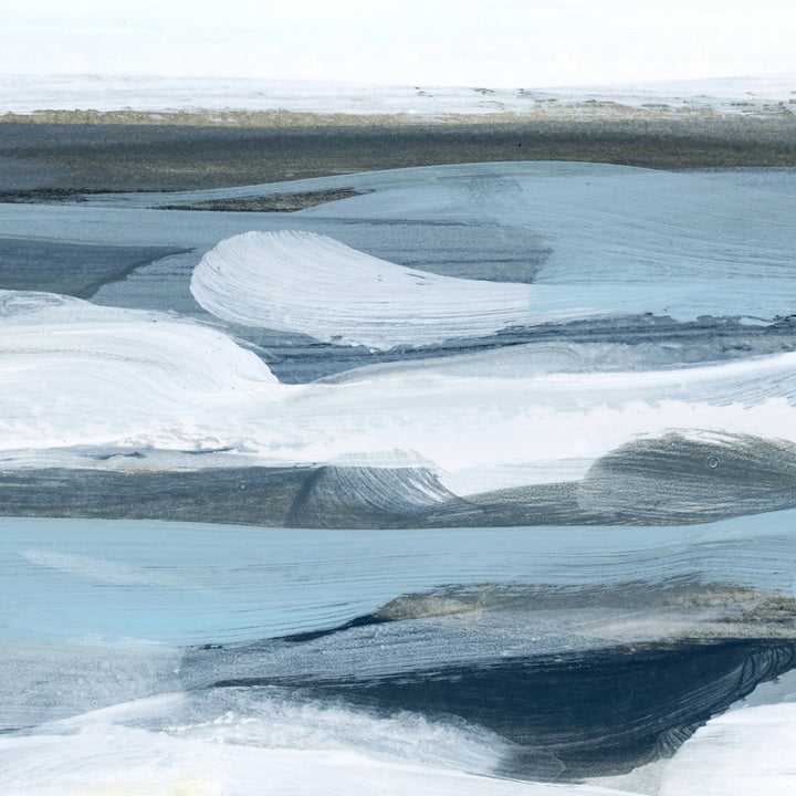 Blue Modern Seascape Painting Triptych Set of Three Wall Art Prints or Canvas - Jetty Home