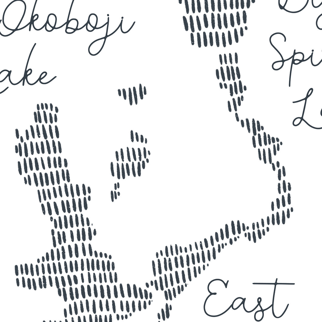 West Okoboji Lake Modern Map Illustration Wall Art Print or Canvas - Jetty Home