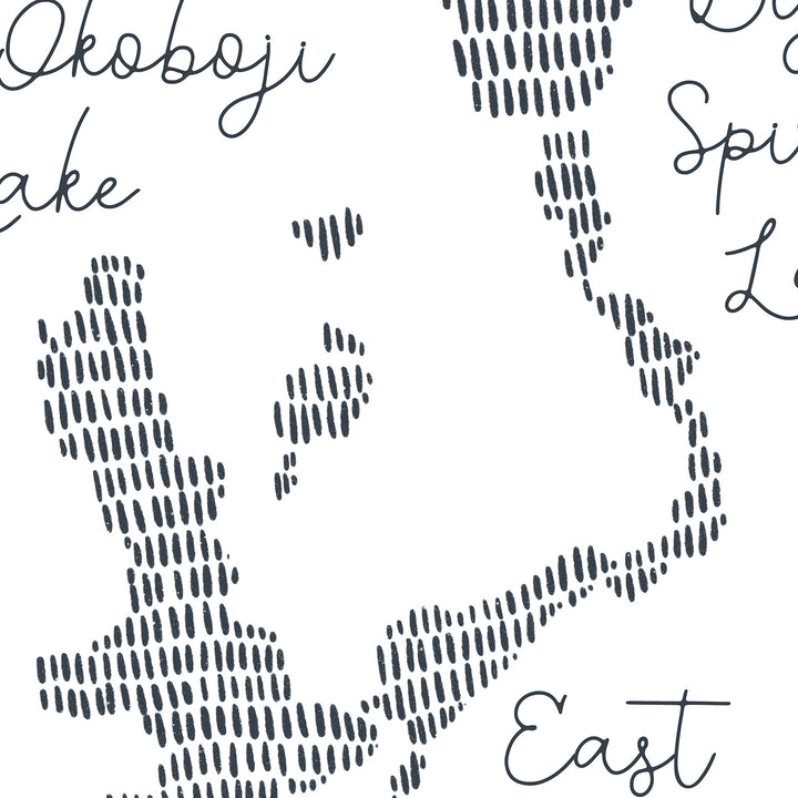 West Okoboji Lake Modern Map Illustration Wall Art Print or Canvas - Jetty Home