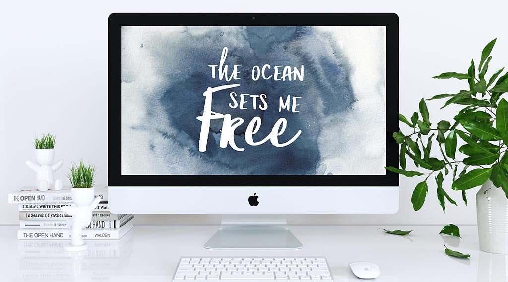 July Freebie: The Ocean Sets Me Free Indigo Wallpaper