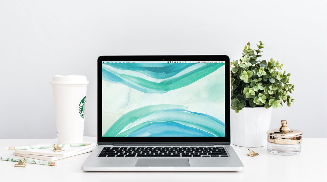 June Freebie: Watercolor Turquoise Swell Wallpaper Download