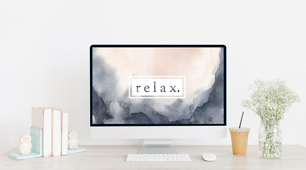 August Freebie: Blush + Indigo Abstract Relax Wallpaper