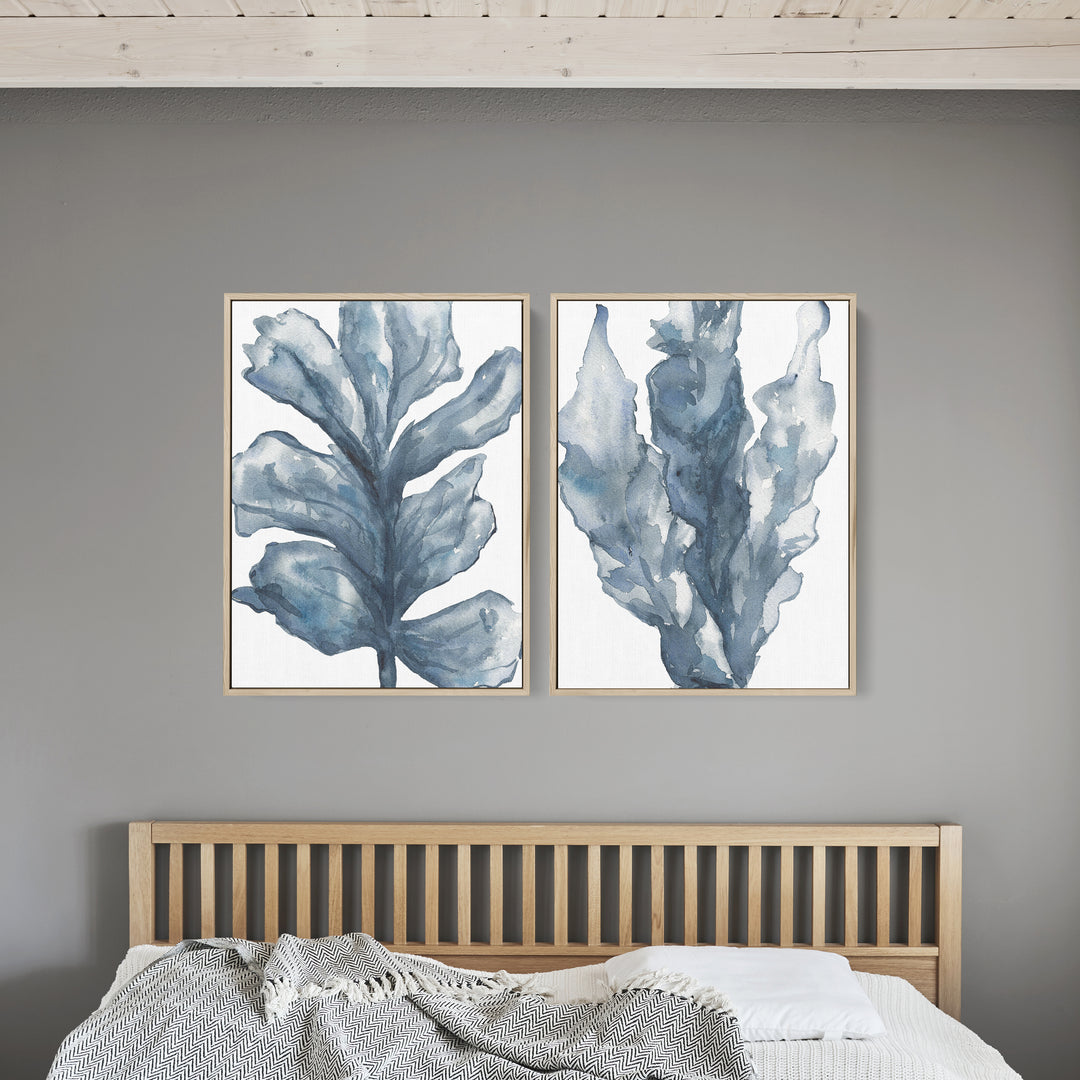 Blue Seaweed Diptych, No. 3 - Set of 2  - Art Prints or Canvases - Jetty Home