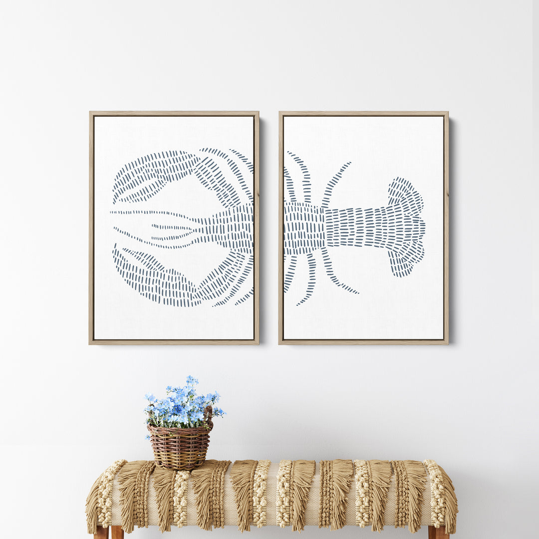 Blue Lobster - Set of 2  - Art Prints or Canvases - Jetty Home