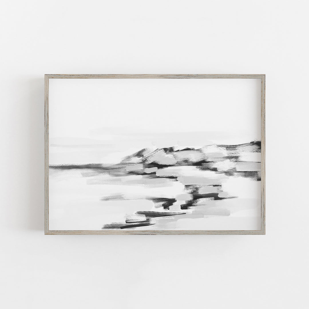 Black & White Across the Shoreline - Art Print or Canvas - Jetty Home