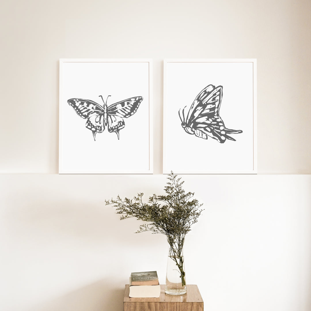 Butterfly Study - Set of 2  - Art Prints or Canvases