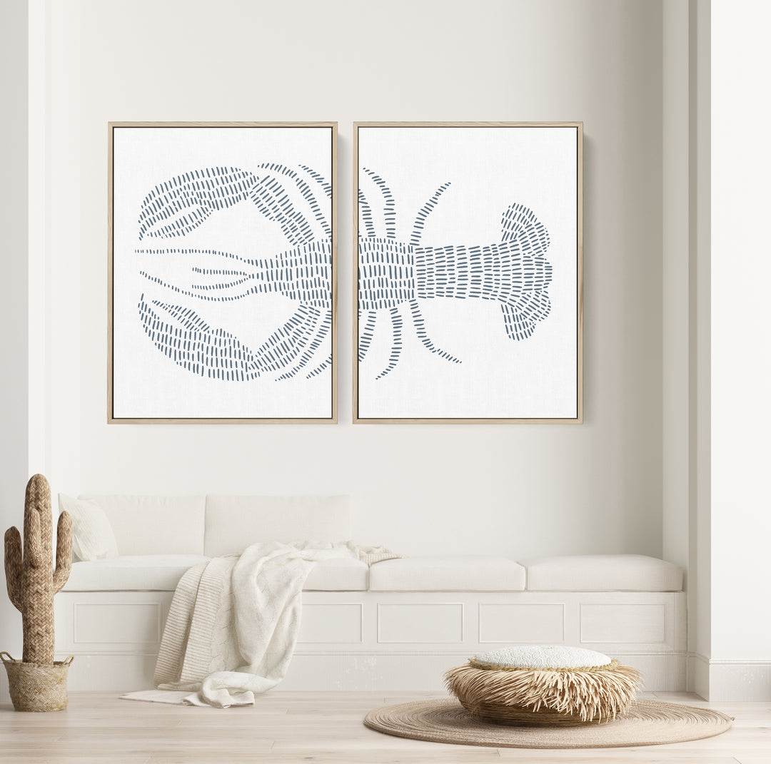 Blue Lobster - Set of 2  - Art Prints or Canvases - Jetty Home