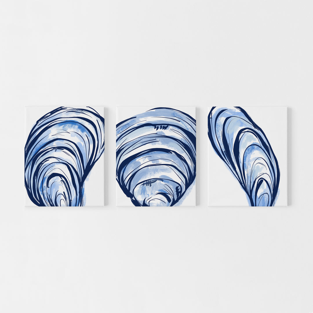 Blue Seashells Triptych - Set of 3 - Jetty Home