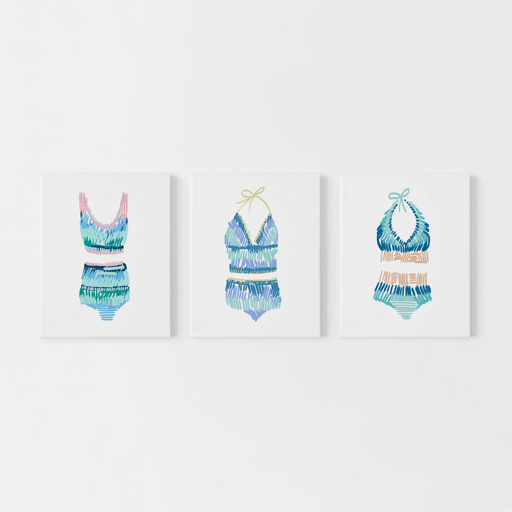 Swim Suit Trio Triptych, No. 1 - Set of 3 - Jetty Home
