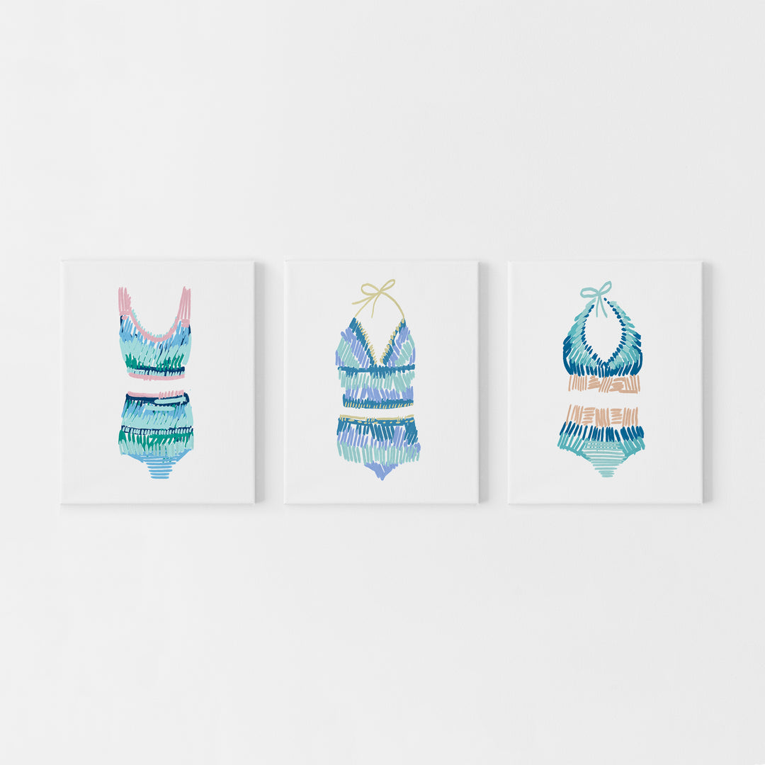 Swim Suit Trio Triptych, No. 1 - Set of 3 - Jetty Home