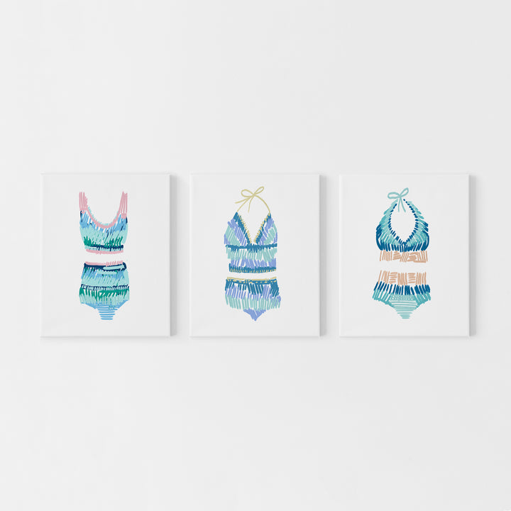Swim Suit Trio Triptych, No. 1 - Set of 3 - Jetty Home