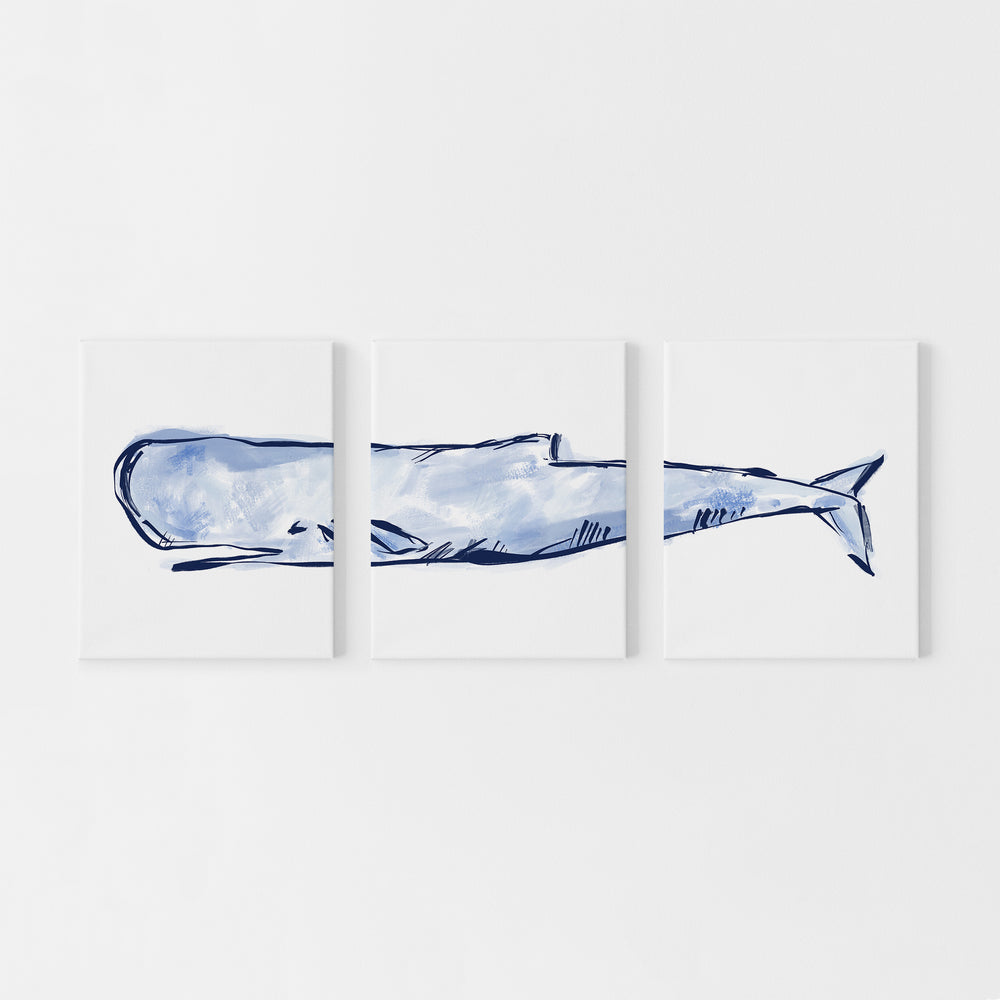 The Nautical Sperm Whale Triptych - Set of 3 - Jetty Home