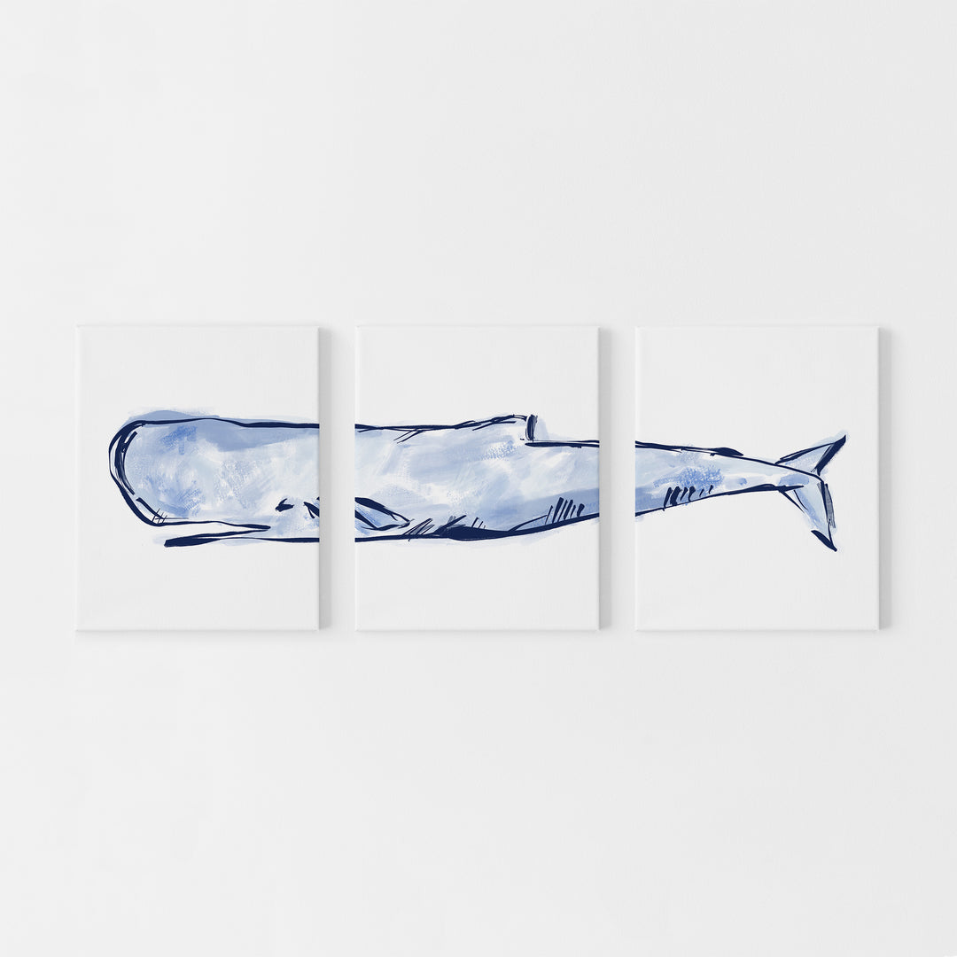 The Nautical Sperm Whale Triptych - Set of 3 - Jetty Home