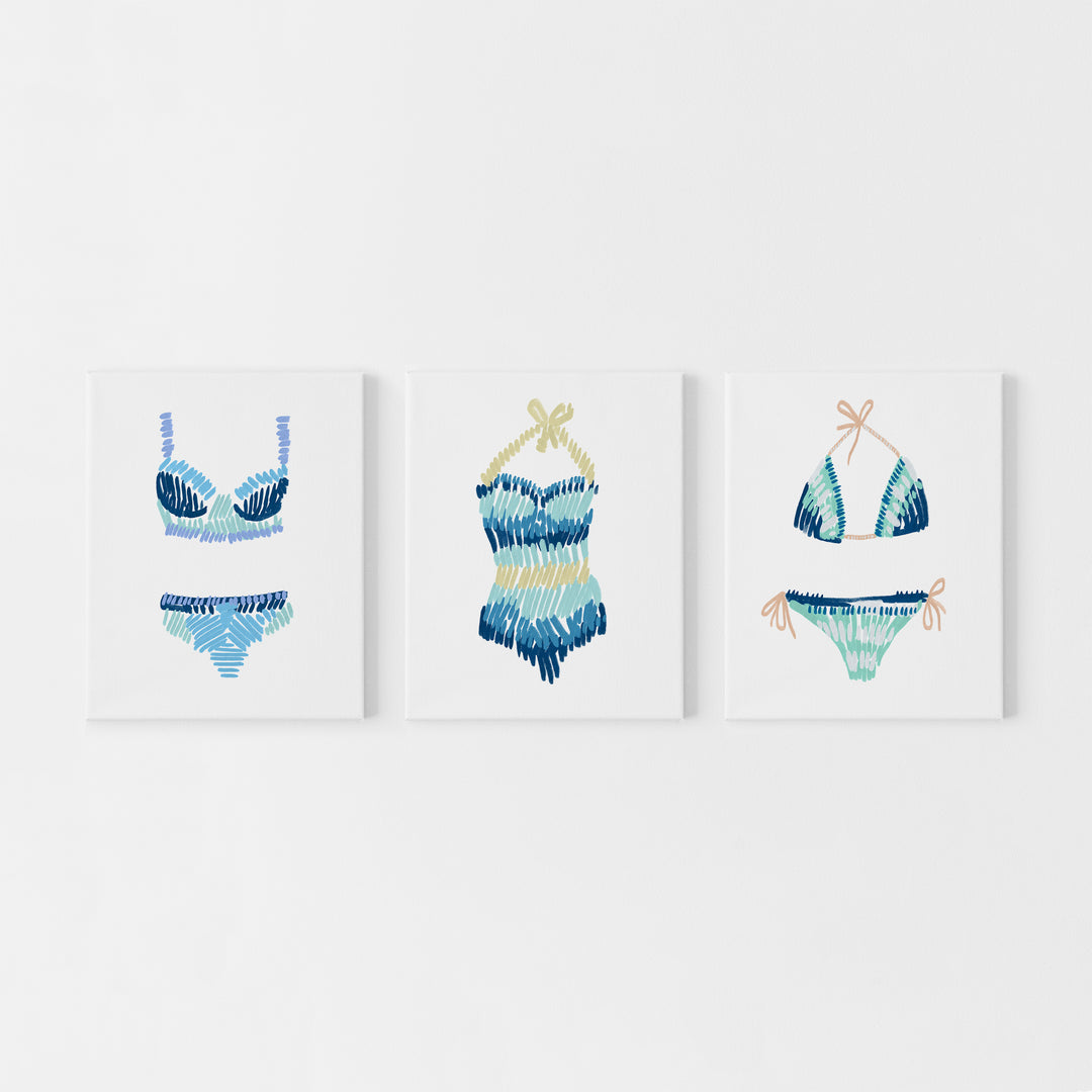 Swim Suit Trio Triptych, No. 2 - Set of 3