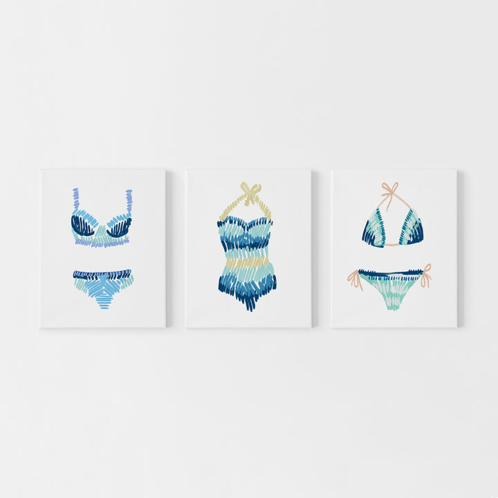 Swim Suit Trio Triptych, No. 2 - Set of 3