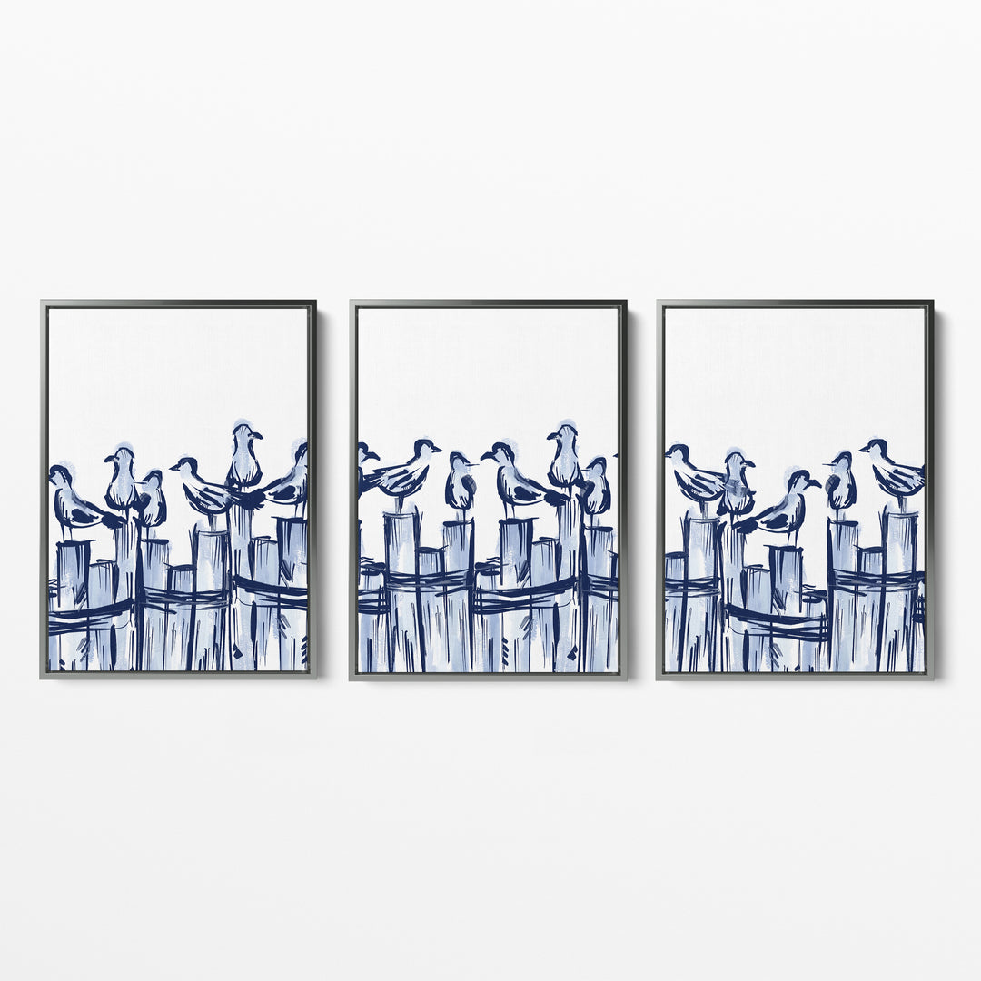 Harbor Gulls Triptych - Set of 3 - Jetty Home