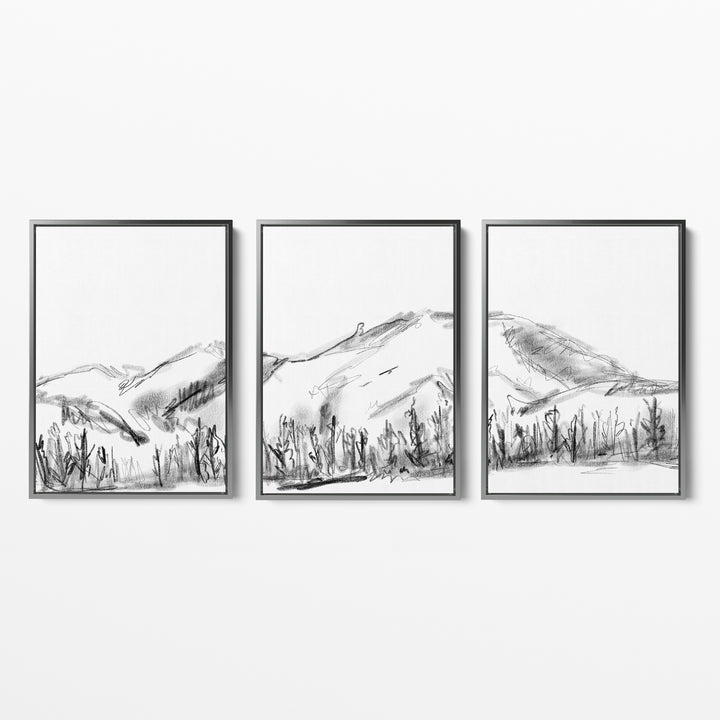 Mountain Landscape Sketch - Set of 3 - Jetty Home