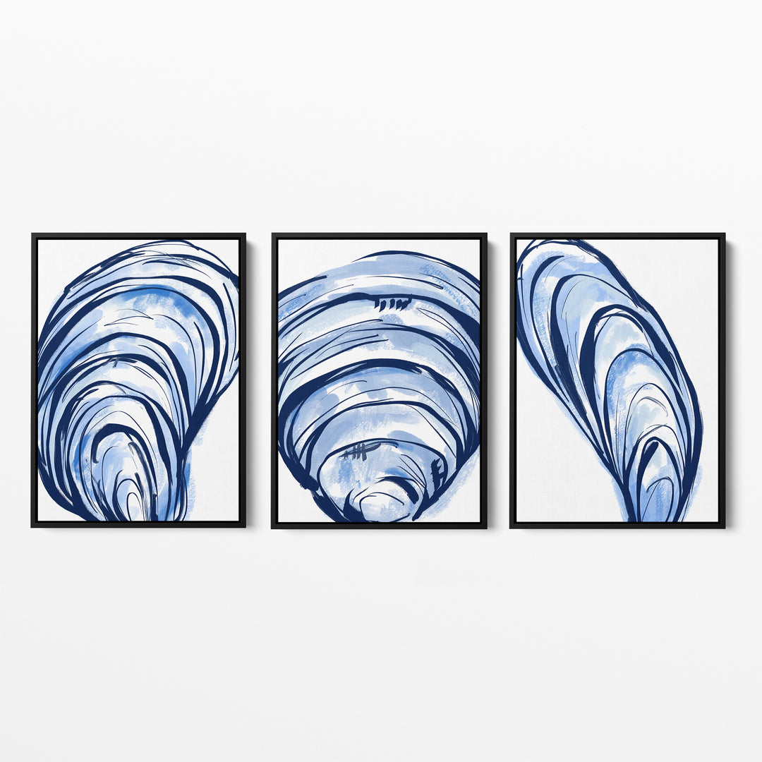 Blue Seashells Triptych - Set of 3 - Jetty Home