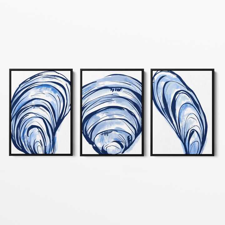 Blue Seashells Triptych - Set of 3 - Jetty Home