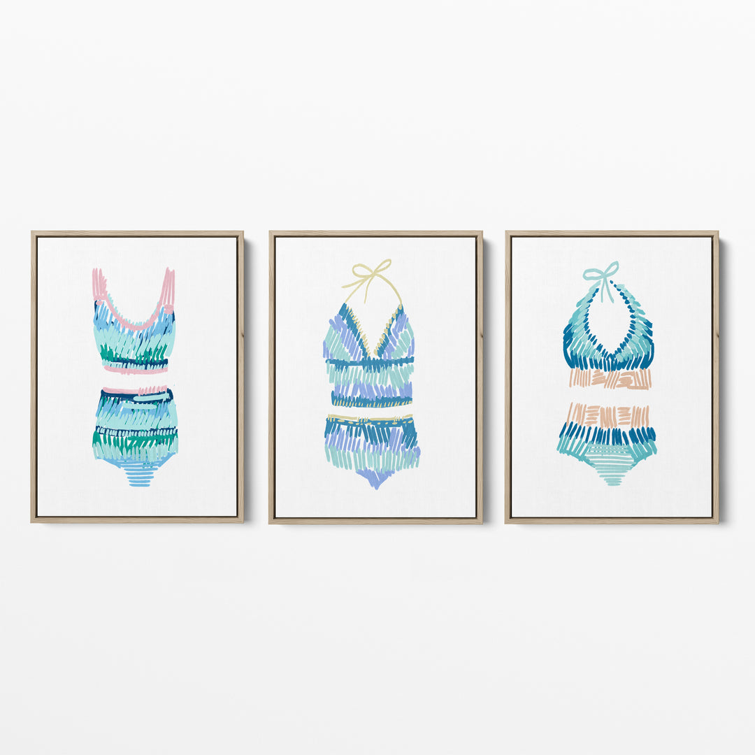 Swim Suit Trio Triptych, No. 1 - Set of 3 - Jetty Home
