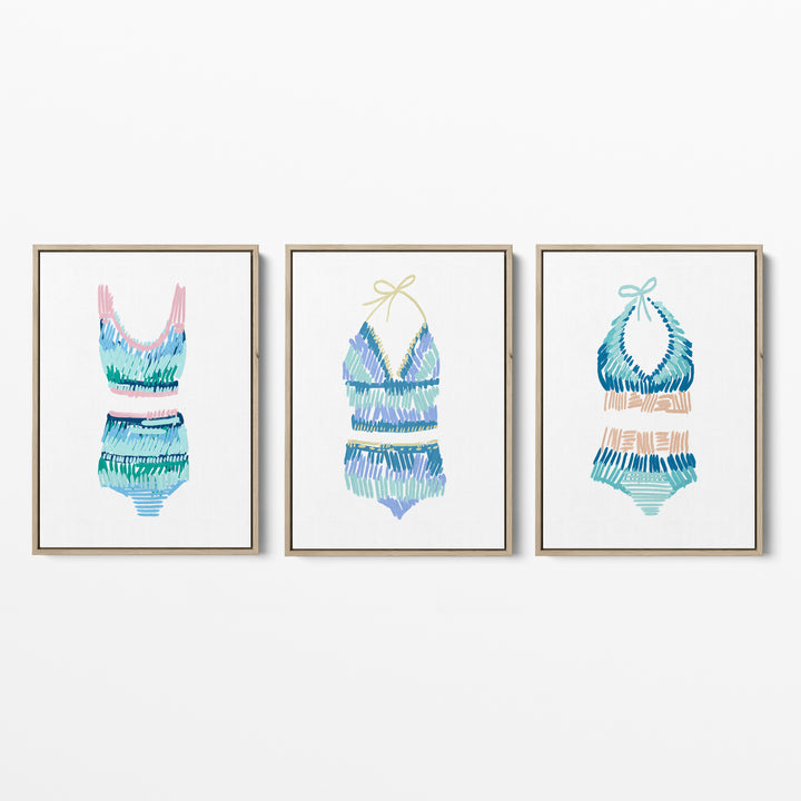 Swim Suit Trio Triptych, No. 1 - Set of 3 - Jetty Home