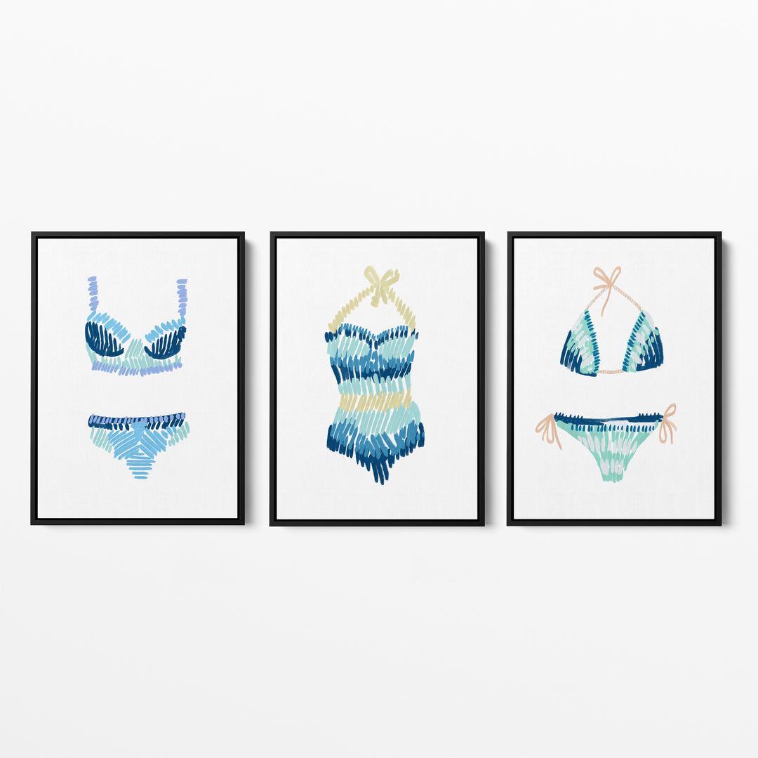 Swim Suit Trio Triptych, No. 2 - Set of 3