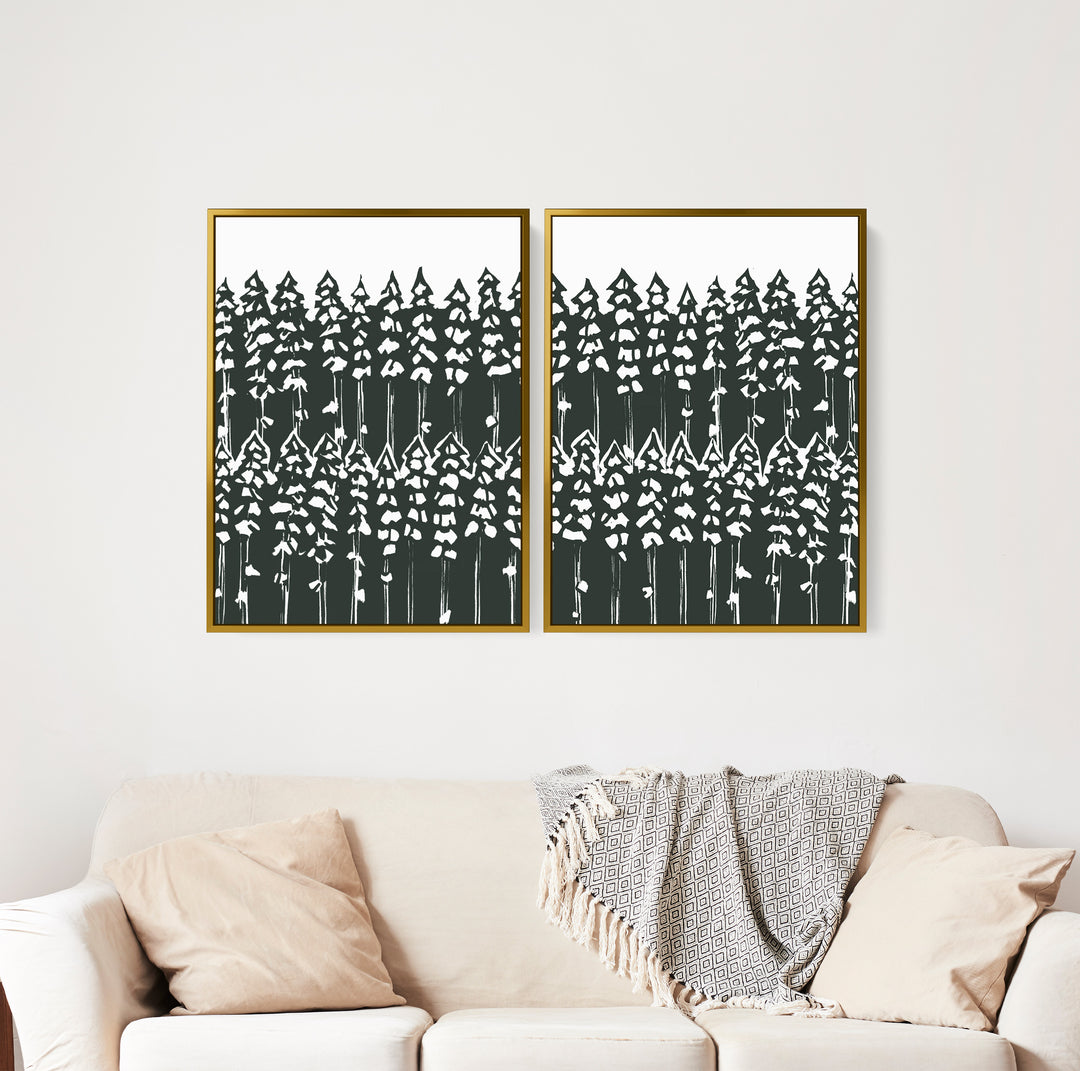 Pine Tree Woods Diptych - Set of 2