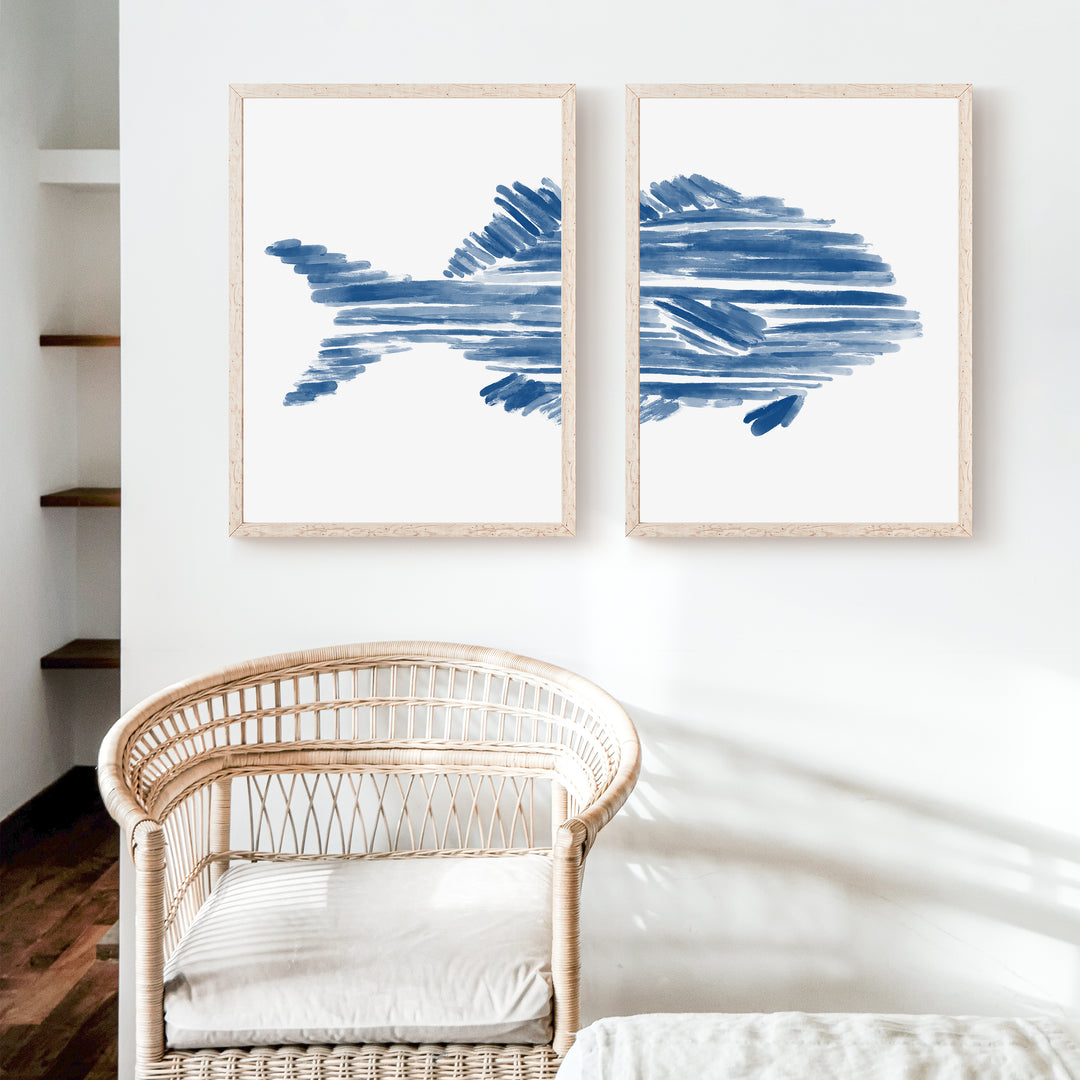 Modern Perch Fish Diptych - Set of 2  - Art Prints or Canvases - Jetty Home