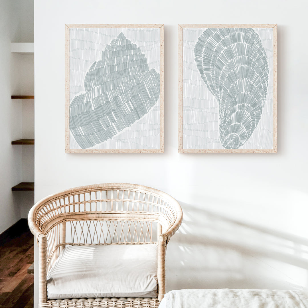Drifted Seashells Diptych - Set of 2  - Art Prints or Canvases - Jetty Home