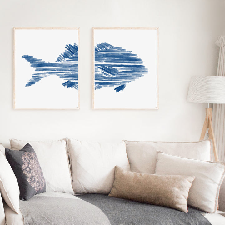 Modern Perch Fish Diptych - Set of 2  - Art Prints or Canvases - Jetty Home