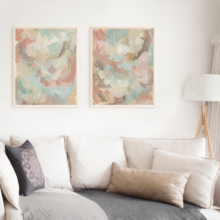Golden Brush Diptych - Set of 2
