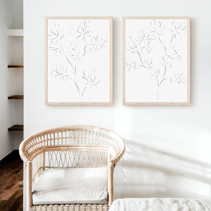 Minimalist Cherry Blossom Illustration - Set of 2