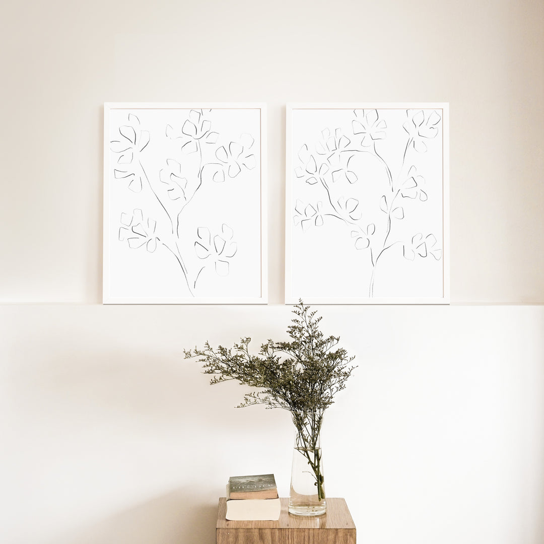 Minimalist Cherry Blossom Illustration - Set of 2