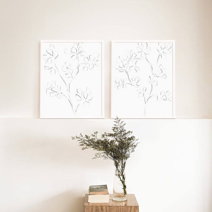 Minimalist Cherry Blossom Illustration - Set of 2