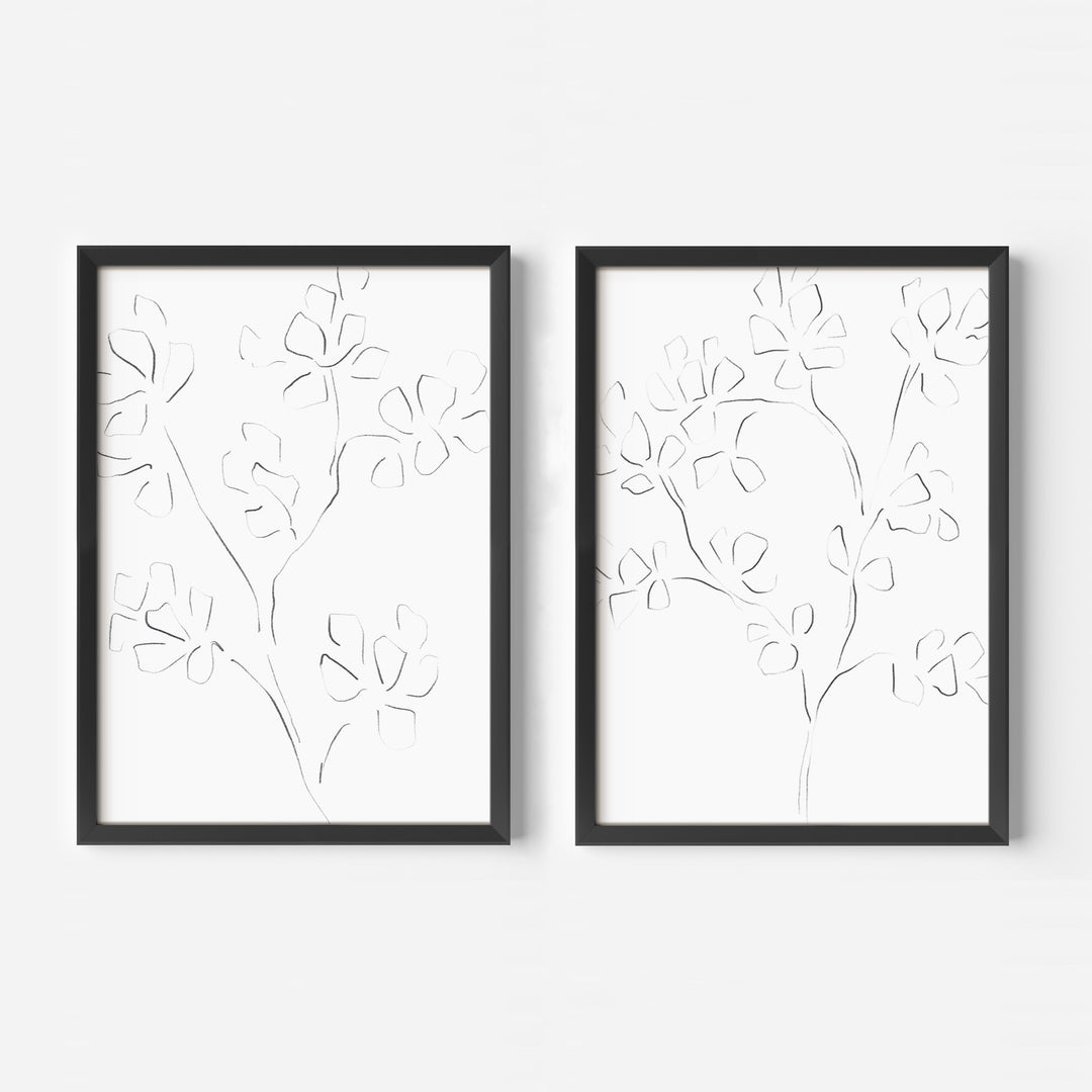 Minimalist Cherry Blossom Illustration - Set of 2