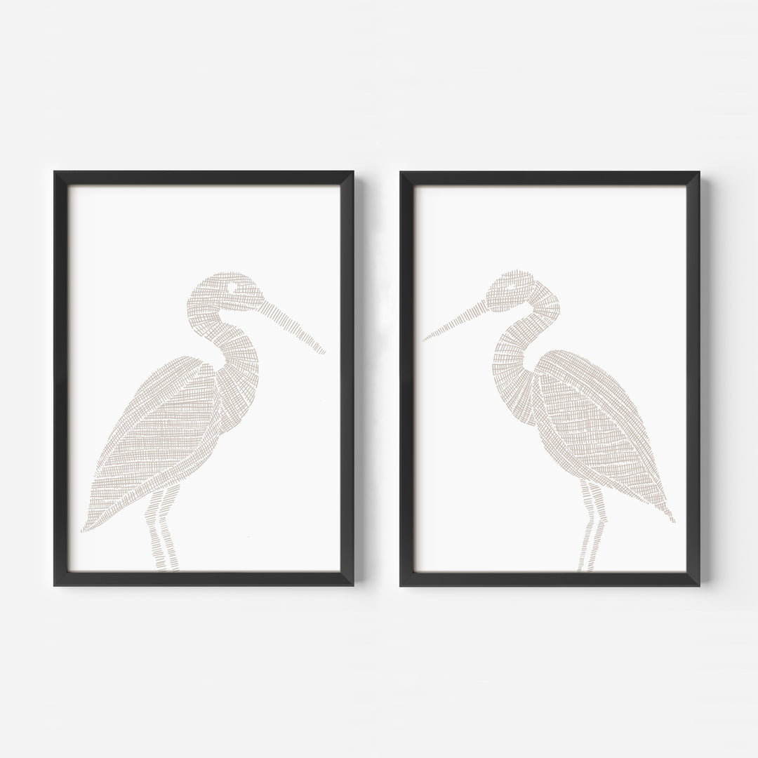 Woven Heron Diptych - Set of 2