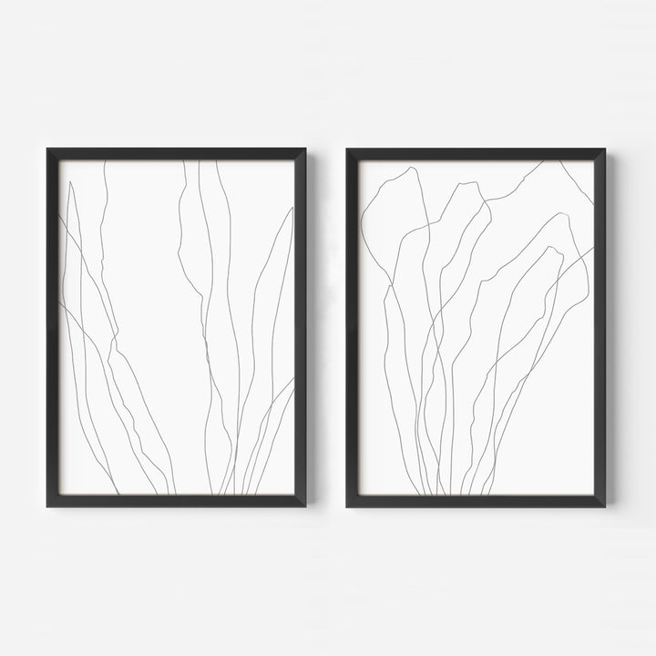 Modern Minimalist Seaweed Illustration - Set of 2