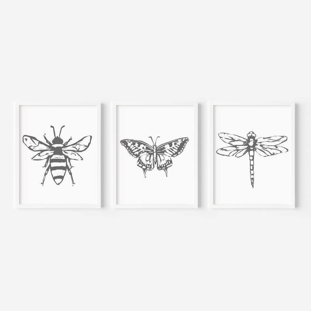 Bee, Dragonfly and Butterfly - Set of 3