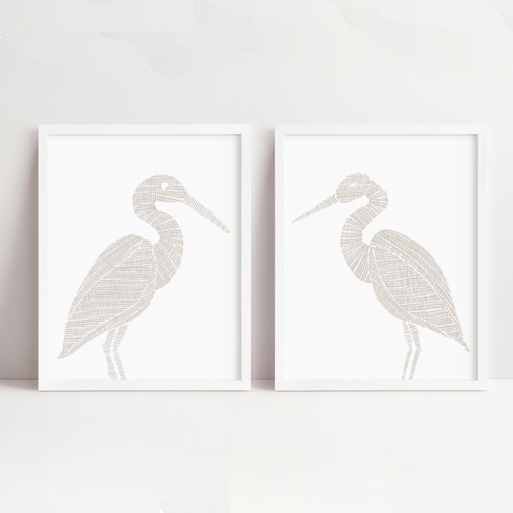 Woven Heron Diptych - Set of 2