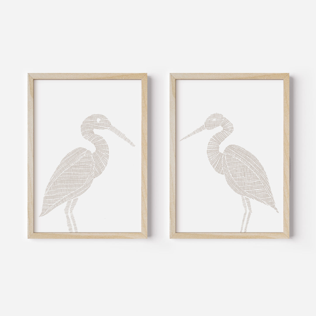 Woven Heron Diptych - Set of 2