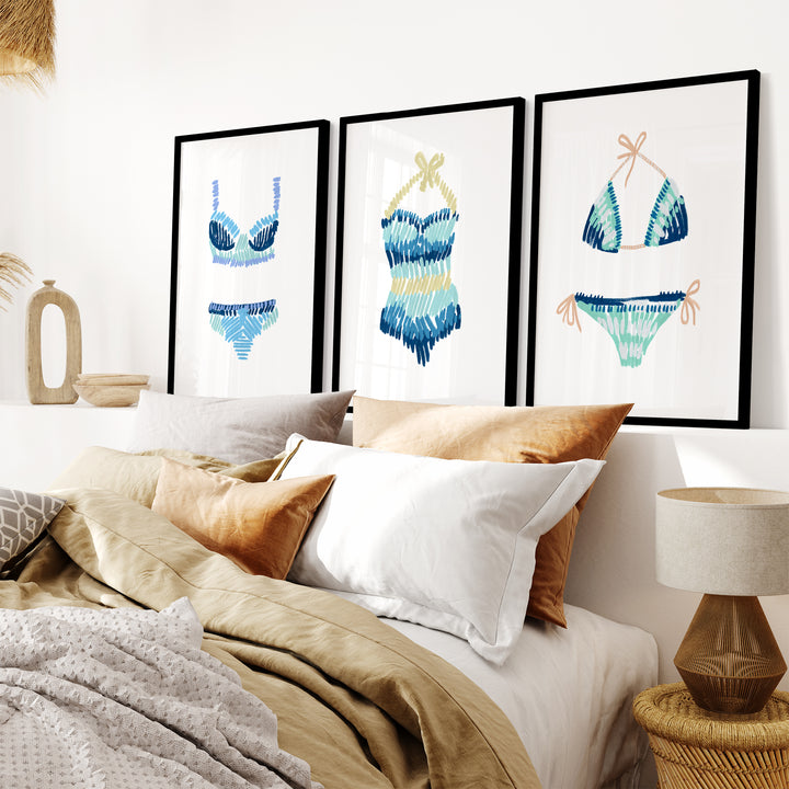 Swim Suit Trio Triptych, No. 2 - Set of 3