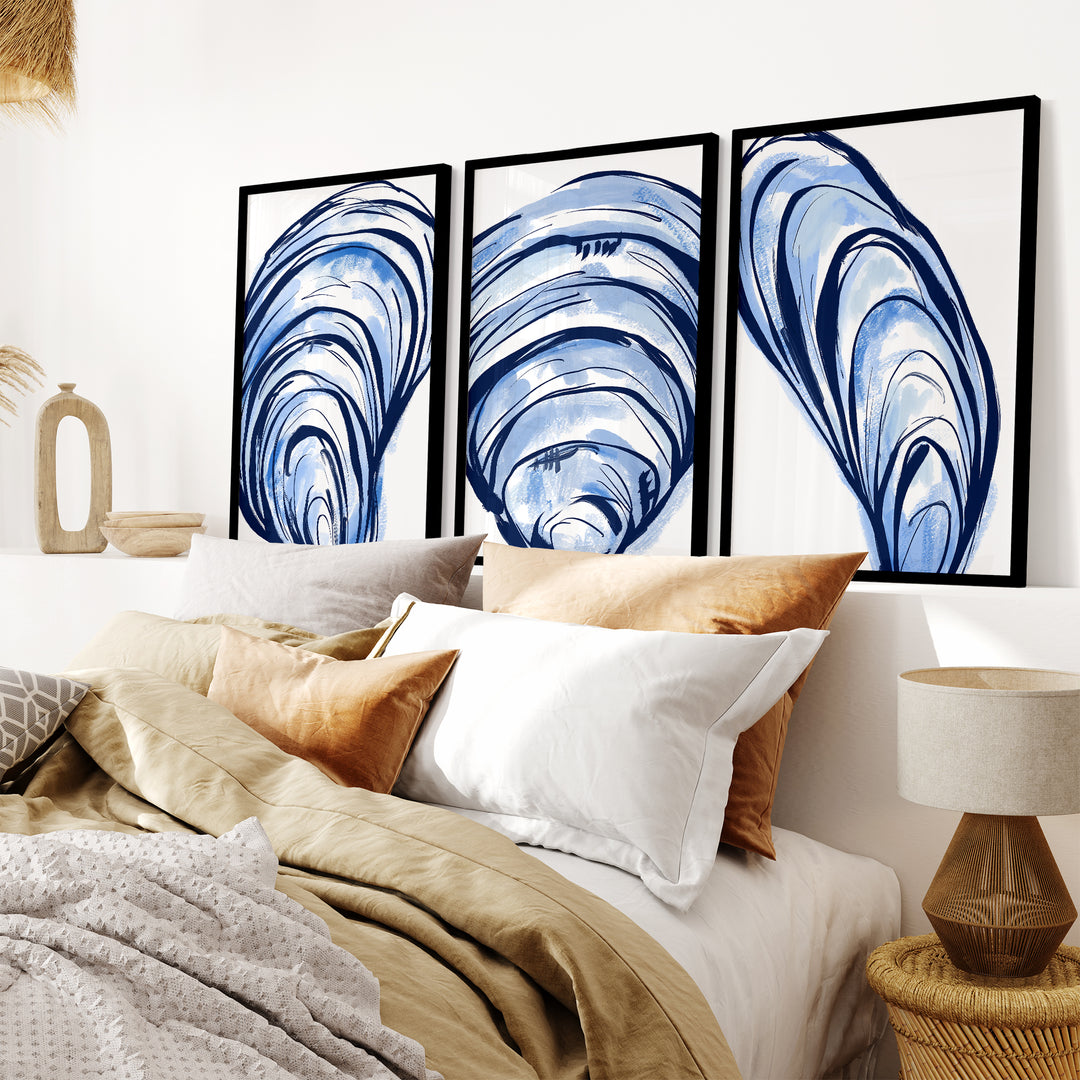 Blue Seashells Triptych - Set of 3 - Jetty Home