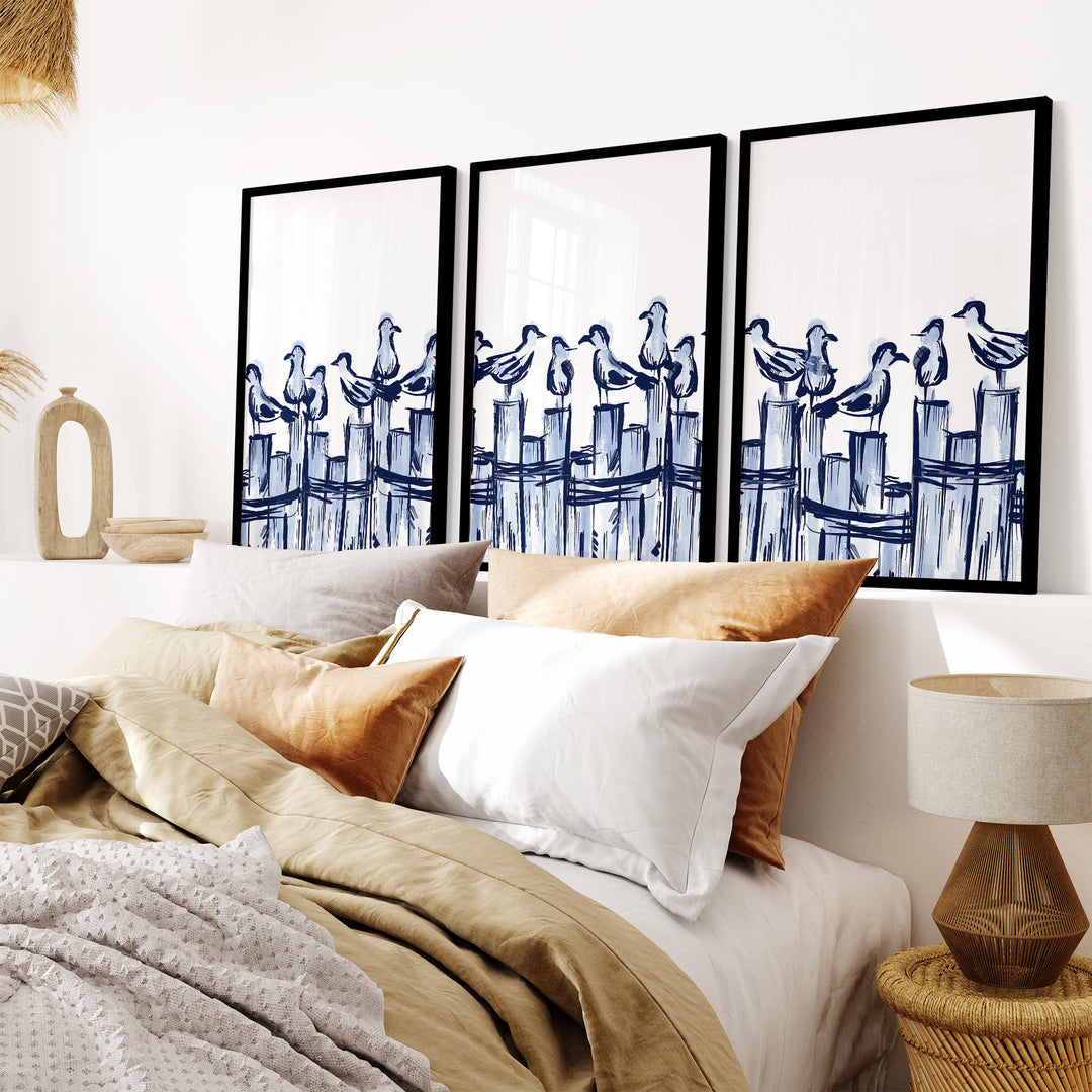 Harbor Gulls Triptych - Set of 3 - Jetty Home