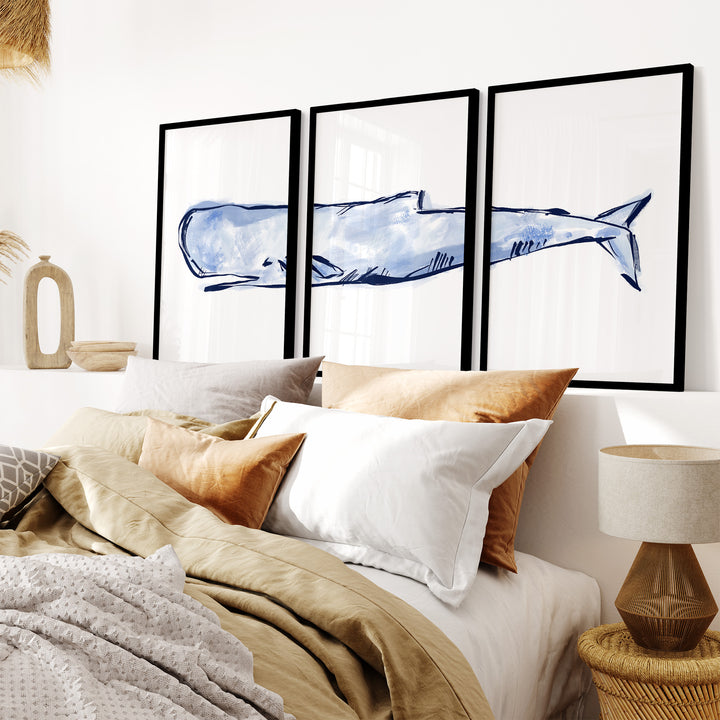 The Nautical Sperm Whale Triptych - Set of 3 - Jetty Home