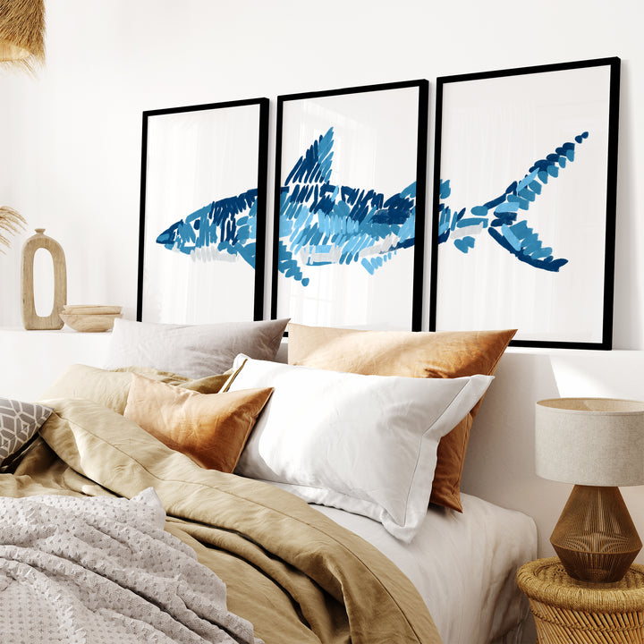 The Shark Triptych - Set of 3 - Jetty Home