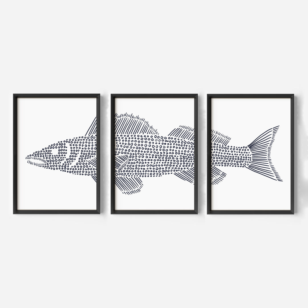 Walleye in Circles Triptych - Set of 3