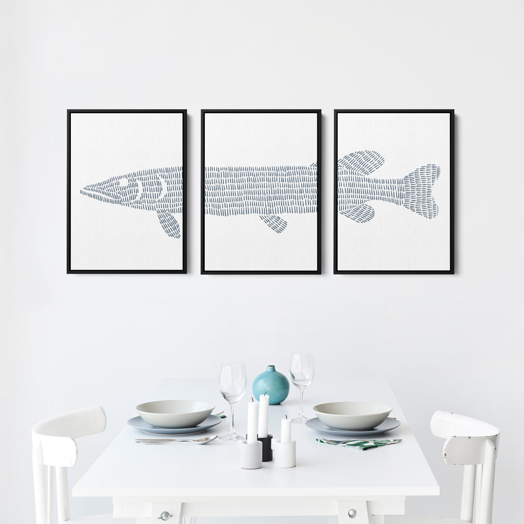 Northern Pike Lake Fish - Set of 3 - Art Prints or Canvases